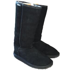 Emu Australia Bronte Tall 12" Boot Womens 8 39 Black Shearling Merino Wool Warm
